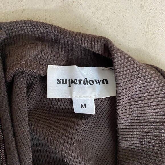 Superdown Dress Womens Medium Brown Ribbed Ruched Bodice With Underwire NEW - Picture 2 of 16